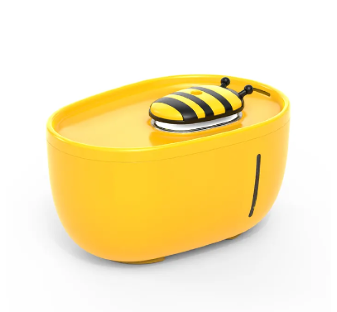Автоматична поїлка-фонтан USB, pet water fountain 2L, бджілка, жовтий з чорними полосками