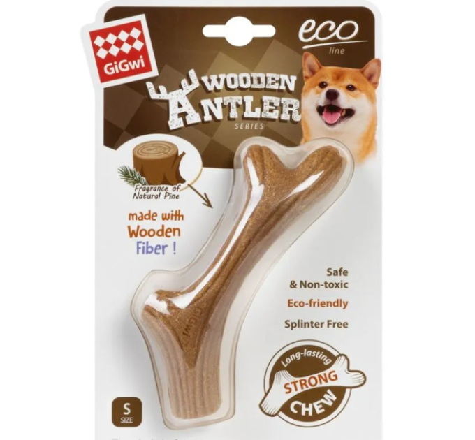 2340 Іграшка для собак Ріг жувальний GiGwi Wooden Anter, дерево, полімер, S