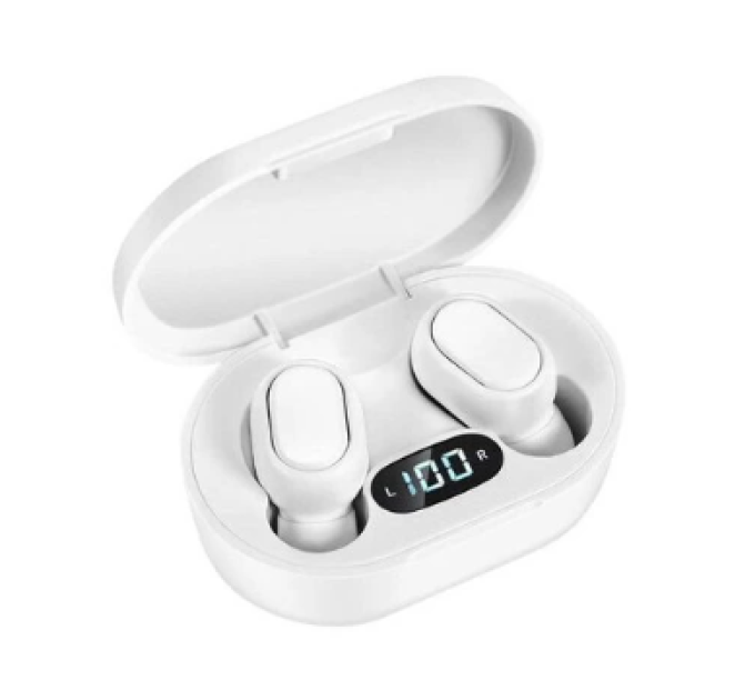 Навушники E7s digital display Bluetooth 5.0 безпровідні, водонепроникні, з мікрофоном, сенсорні, білі
