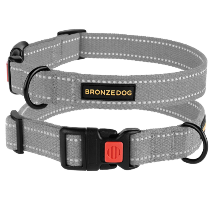Нашийник для собак TM BronzeDog "Брезент", розмір L, (обхват шиї 35-53 см, ширина 25мм), св.сірий 52/1515Б/Т
