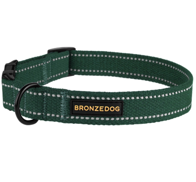 Нашийник для собак TM BronzeDog "Брезент" метал, розмір S (обхват шиї 25-33см, ширина 20мм) зелений 46/1505Б/Т