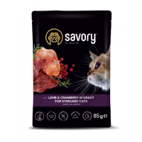 Пауч SAVORY для стерилізованих котів та кішок з ягням та журавлиною у соусі 85г. 20093