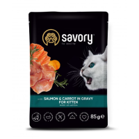 Пауч SAVORY для кошенят з лососем та морквою у соусі 85г.  20079