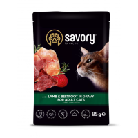 Пауч SAVORY для дорослих котів з Ягням та буряком у соусі 85г. 20123