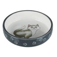 Миска Trixie для котів коротконосих порід керамічна сіра/біла 15см, 0,3л. 24784