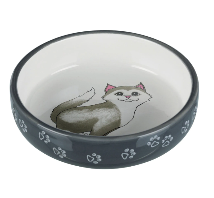Миска Trixie для котів коротконосих порід керамічна сіра/біла 15см, 0,3л. 24784