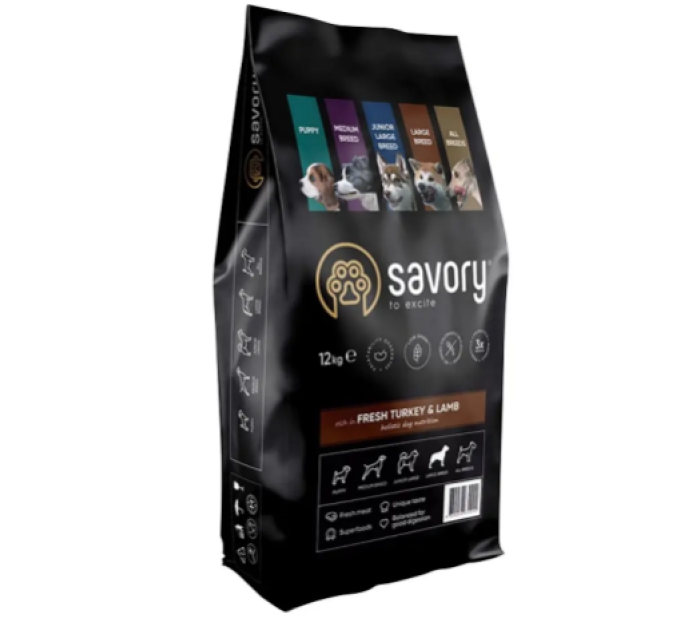 Корм Savory Large All Breeds rich in Fresh Duck & Lamb 12 kg