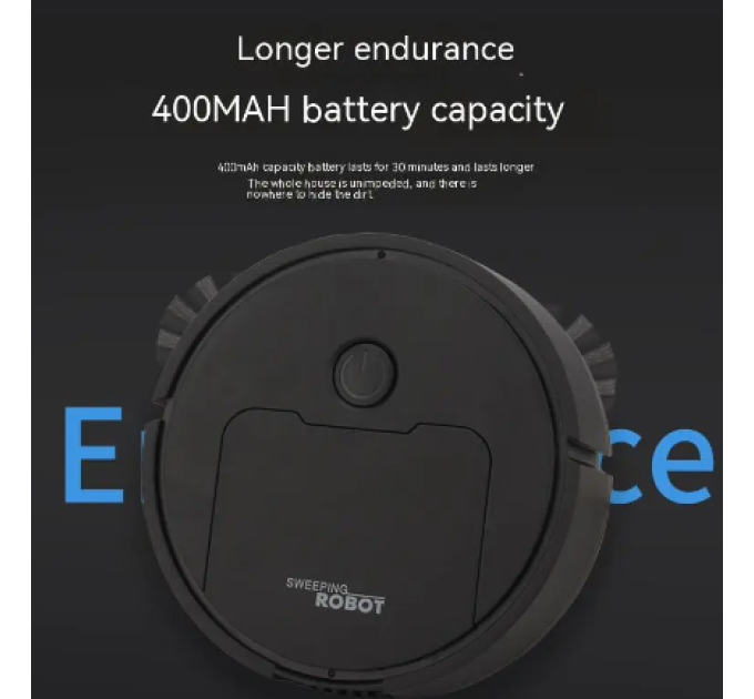 Робот пилосос, міні, чорний, робочий час 30хв, 3.7V/400mAh