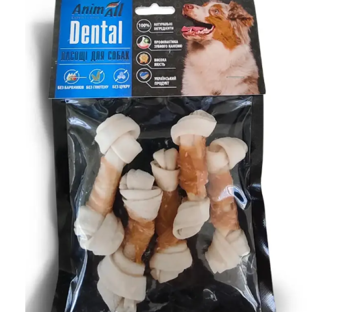AnimAll Dental кістка баварська вузлова№1 з м\'ясом курки, 8-10см, 5од.169795