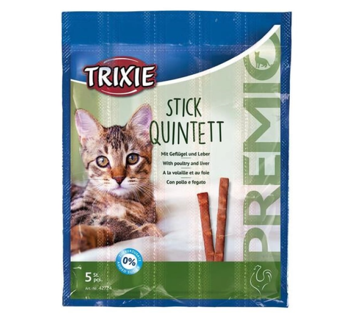 42724 Ласощі Trixie для котів Тріксі Преміо "Quadro-Sticks" палички домашня птиця/печінка 5г 5шт/уп.