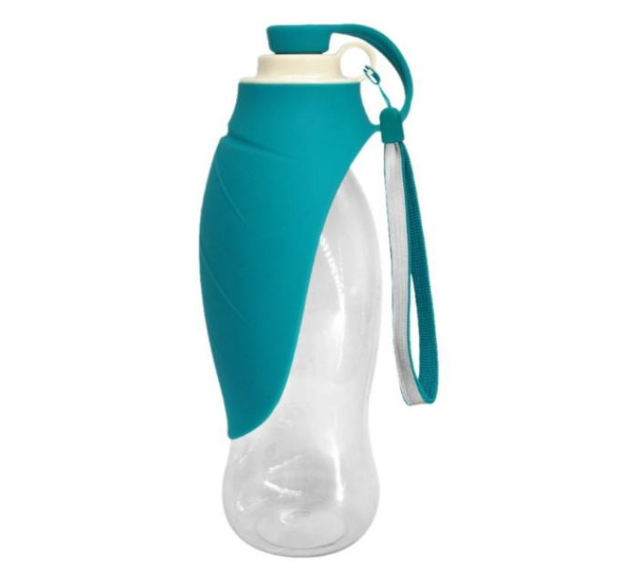 Портативна пляшка для домашніх тварин «Пелюстка» 580 мл. 23*7,5 см, бірюзова