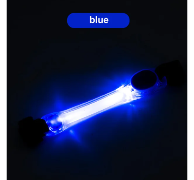 Накладка з LED підсвіткою на нашийник або шлею, на батарейках, CR2032(40год експлуатації), Д 24 см; Ш 3,8 см, Синя