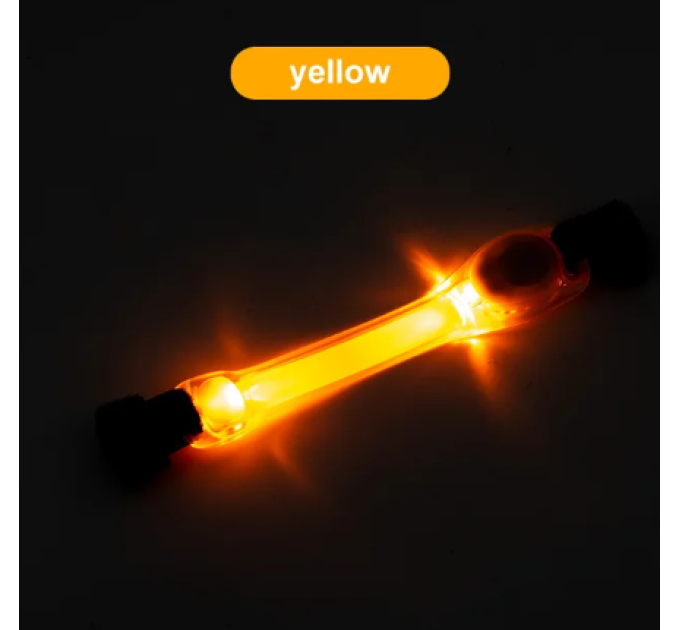 Накладка з LED підсвіткою на нашийник або шлею, на батарейках, CR2032(40год експлуатації), Д 24 см; Ш 3,8 см, Жовта