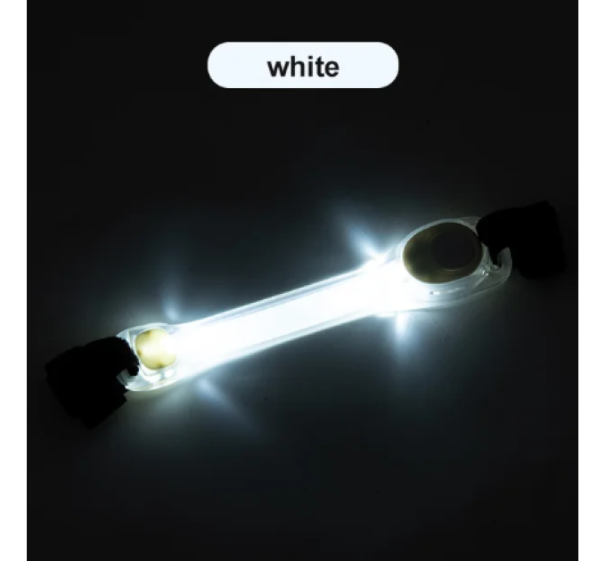 Накладка з LED підсвіткою на нашийник або шлею, на батарейках, CR2032(40год експлуатації), Д 24 см; Ш 3,8 см, Біла