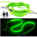 Сяючий світлодіодний повідець для собак, 3 режими освітлення, USB зарядка, 120х2,5см, Зелений