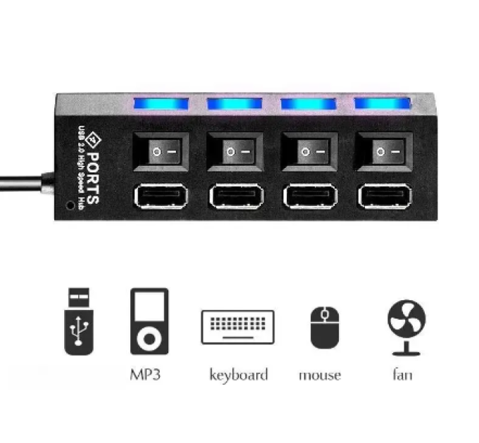 USB 2.0 концентратор з декількома USB-розгалужувачами, концентратор з використанням адаптера живлення 4-х портовий багатофункціональний розширювач USB