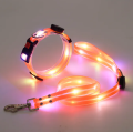 Комплект нашийник і повідець з LED підсвічуванням для собак, USB зарядка, пластиковий фастекс, помаранчевий