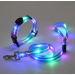 Комплект нашийник і повідець з LED підсвічуванням для собак, USB зарядка, пластиковий фастекс, блакитний