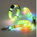 Комплект нашийник і повідець з LED підсвічуванням для собак,  USB зарядка, пластиковий фастекс,  жовтий