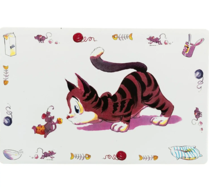 Килимок Trixie під миски для котів Comic Cat пластиковий 44х28см (24544)