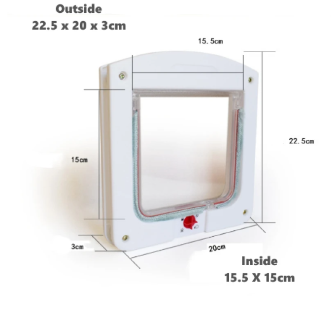 Дверцята для котів і дрібних собак, білі, 2-Way Flap Door арт.255422, Розмір 22,5х20см, чорно-помаранчева упаковка