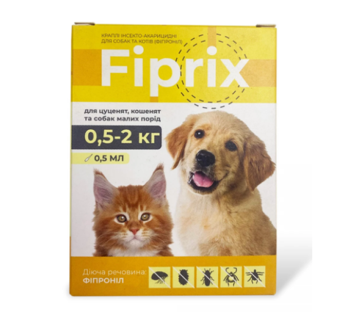 Краплі Fiprix Фіпрікс для цуценят та кошенят 0,5-2 кг (4*0,5мл)