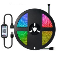 Світлодіодна стрічка 5v Bluetooth Rgb керування через смартфон (пульт на 24 кнопки в телефоні), 4м. 5050rgb