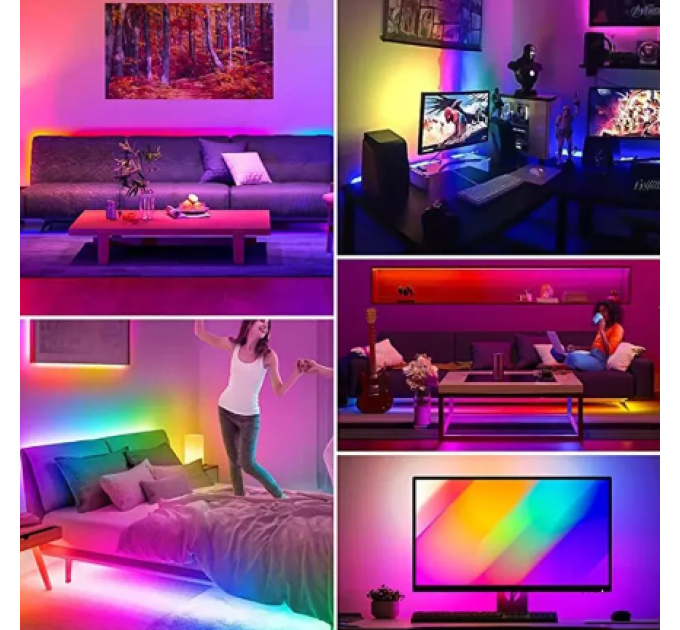 Світлодіодна стрічка 5v Bluetooth Rgb керування через смартфон (пульт на 24 кнопки в телефоні), 4м. 5050rgb