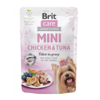 Корм Brit Care вологий для собак Бріт Пате енд Міт Міні з філе курки та тунця в соусі 85 г