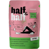 20864 Корм вологий Half&Half для кошенят шматочки з індичкою у желе у формі пауча 100 гр.