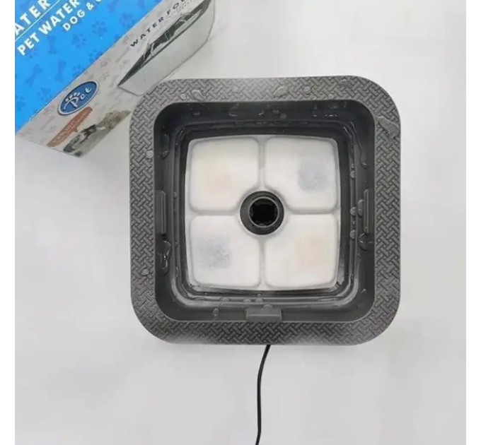 Автоматична поїлка-фонтан для котів та собак, USB, 2,5 л, з фільтром, біло-сіра (7.08.814)