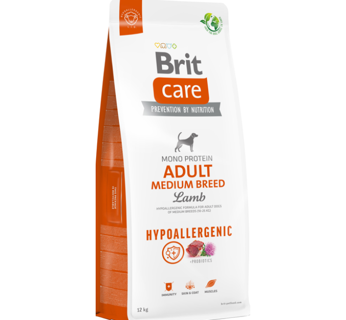 Корм Brit Care Бріт Кеа дог Гіпоалергенний едалт медіум брід д/доросл. собак серед.порід вагою 10-25 кг, ягня 12 кг