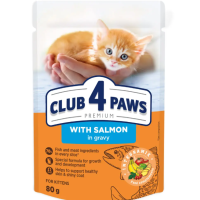 Клуб 4 лапи CLUB 4 PAWS Преміум для кошенят "З ЛОСОСЕМ". Повнораціонний консервований корм  0,08 кг