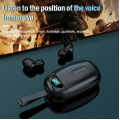 TWS Бездротові Bluetooth навушники, новий стиль, дісплей, шнурок, висока якість звучання, 7х4,4см, чорні