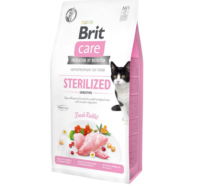 Корм Brit Care Cat сухий для стерилізованих котів з чутливим травленням Бріт Кеа Кет Грейн Фрі Стеріалайзд Сенсатів 7кг арт.171289