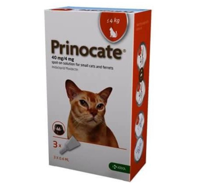 Прінокат (Prinocate) для котів до 4 кг 40/4мг Спот-он 0,4 мл № 3