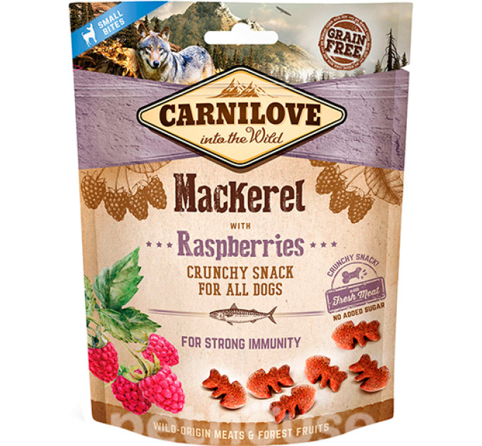 8875 Ласощі Carnilove Dog Crunchy Snack скумбрія, малина для собак, 200г