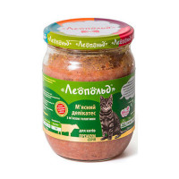 Леопольд М\'ясний делікатес для котів, телятина, скло, 500г