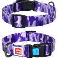 4709 Нашийник WAUDOG Nylon з QR паспортом, малюнок "Фіолетовий камо", пластикова пряжка-фастекс