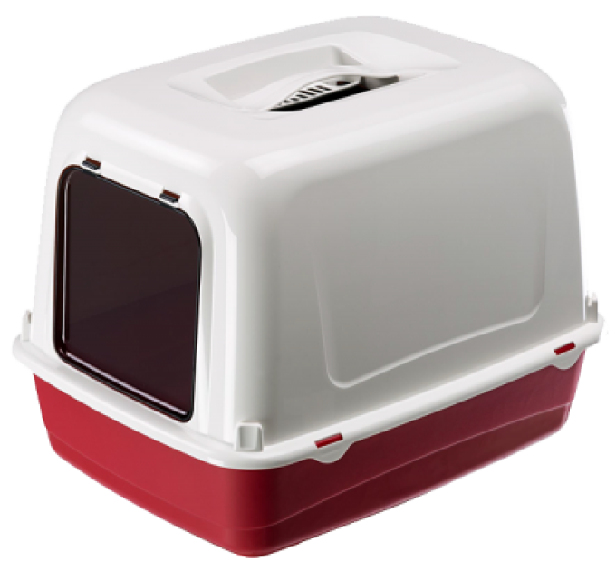 Туалет для котів закритий Ferplast Clear Cat 20 47х36х35 см Червоний