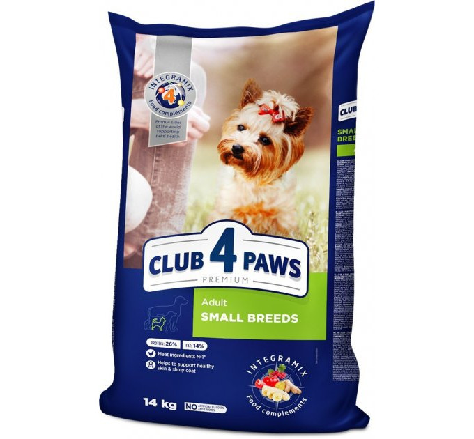 Клуб 4 лапи CLUB 4 PAWS Преміум для малих порід "З куркою". Повнораціонний сухий корм для дорослих собак 14,0 кг
