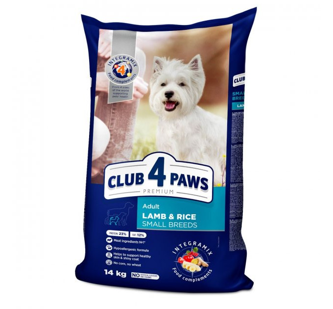 Сухий корм для дорослих собак Club 4 Paws (Клуб 4 Лапи) Преміум Ягня та Рис 14 кг