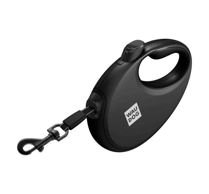 Повідець-рулетка для собак Waudog R-leash з контейнером для пакетів, світловідбивна стрічка, S, до 12 кг, 3м, чорний 26271