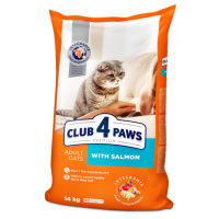 Клуб 4 лапи CLUB 4 PAWS Преміум "З Лососем". Повноцінний сухий корм для дорослих котів 14,0 кг