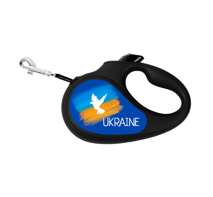 8123-0229-01 Повідець-рулетка для собак WAUDOG R-leash, малюнок "Прапор", XS, до 12 кг, 3 м, світловідбиваюча стрічка, чорний