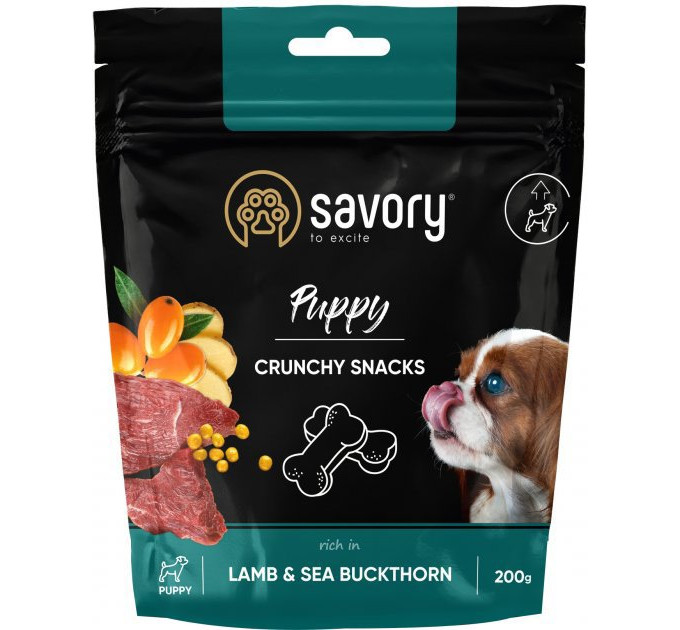 Хрусткі ласощі Savory для здорового росту цуценят, ягня та обліпихи 200 г