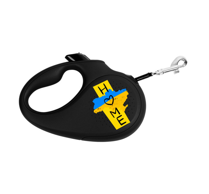 8123-0230-01 Повідець-рулетка для собак WAUDOG R-leash, малюнок "Дім", XS, до 12 кг, 3 м, світловідбиваюча стрічка чорний