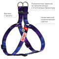 4800-0148 Шлея для собак нейлонова WAUDOG Nylon з QR паспортом, малюнок «NASA21», пластиковий фастек