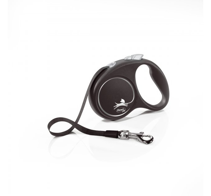 033906 Рулетка Flexi для собак BLACK DESIGN стрічка, чорний S 5м
