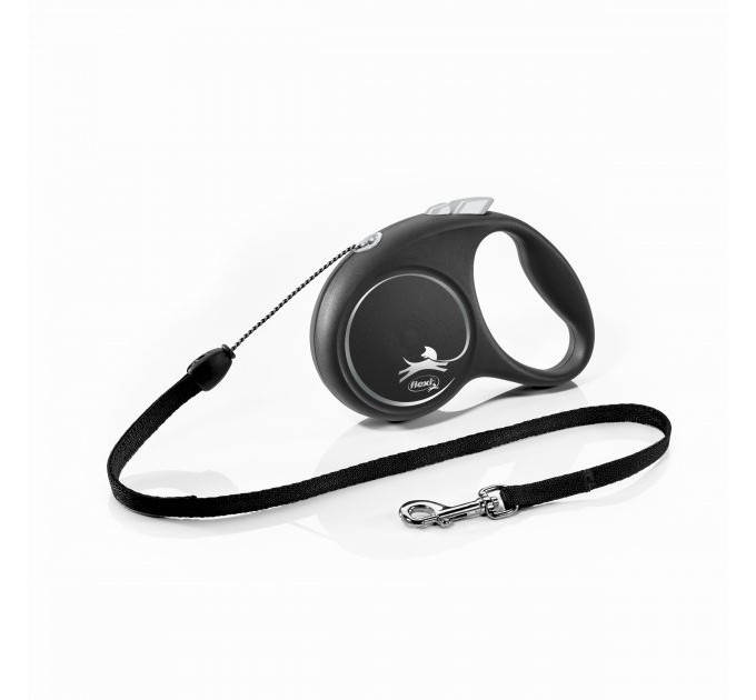 Рулетка Flexi для собак BLACK DESIGN трос, чорний S 5м, арт.033302